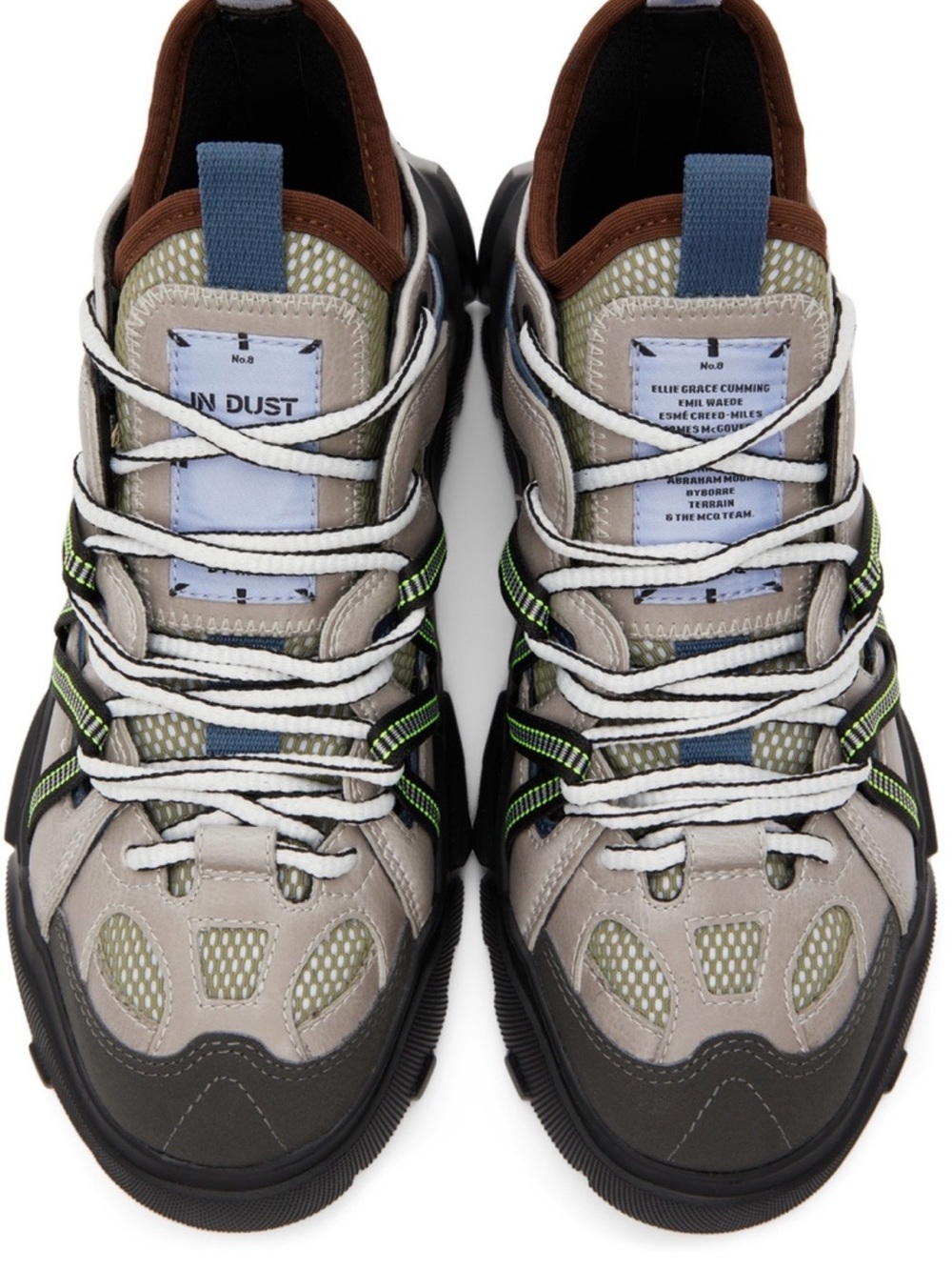 Men's Multi-Color Trail-Style Sneakers - Beige and Olive